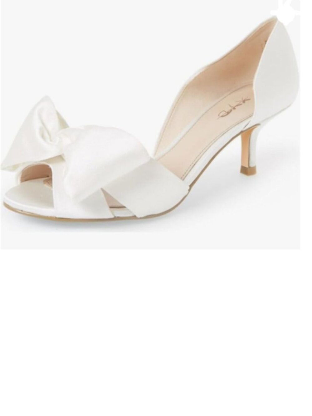 XYD Ivory Bows D'Orsay Elegant Pumps Low Kitten Heels Open Toe Slip On Sandals